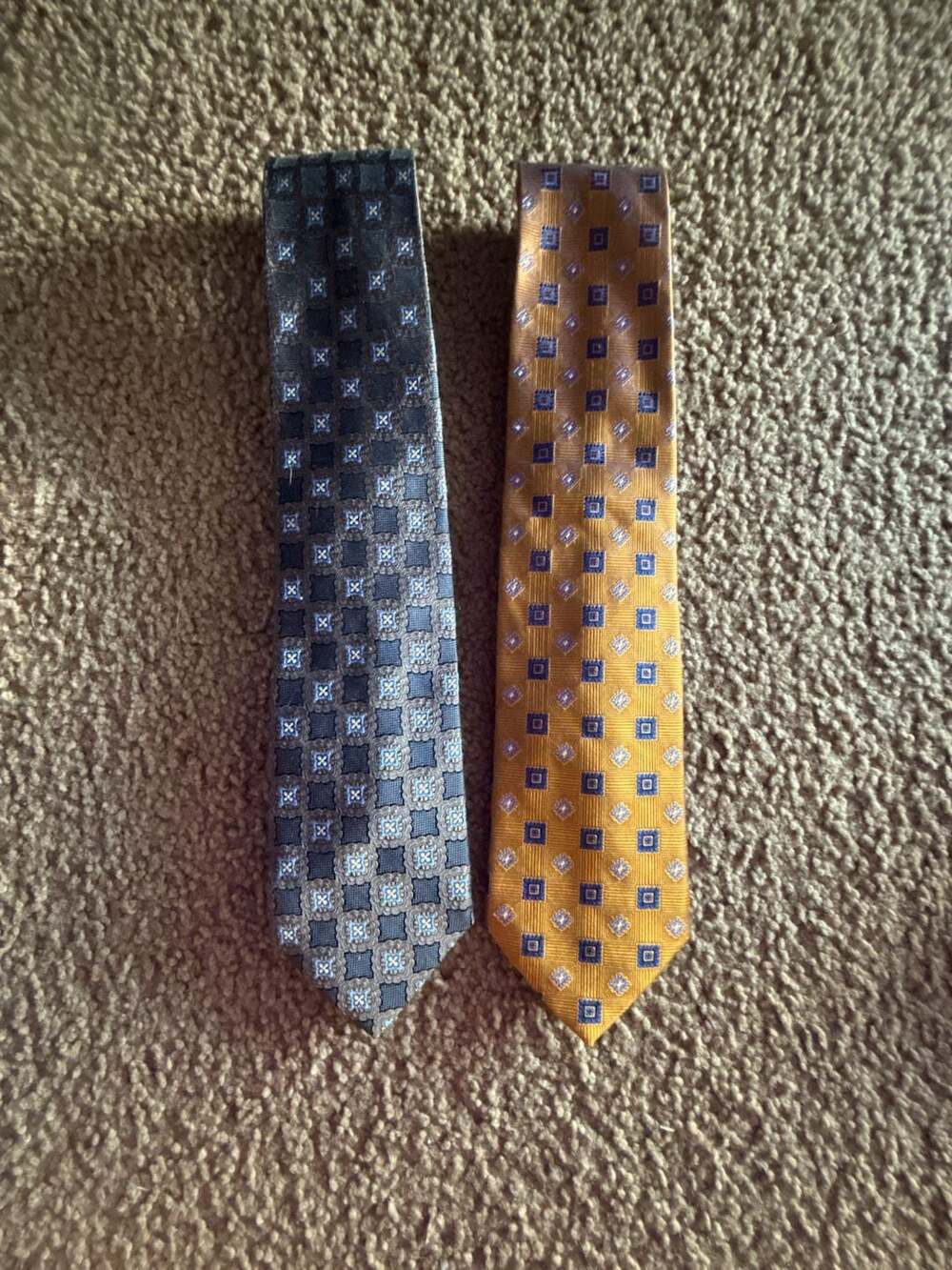 Jos. A. Bank Signature Collection Lot of 2 Silk Neckties Blue Grey & Gold Geomet